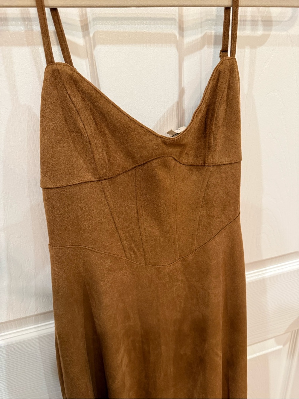 Klesis Emma Suede Corset Midi Dress- Camel, NEW, Size Large - Picture 8 of 10
